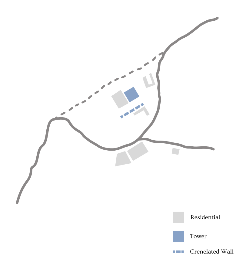 Site plan mapping the remaining historical structures at Roscialesco